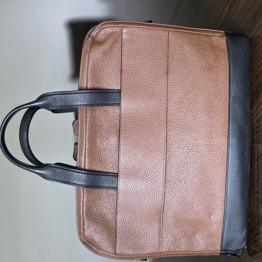 Coach Hamilton Brown And Black Leather Business Briefcase Bag With Strap - Picture 5 of 13